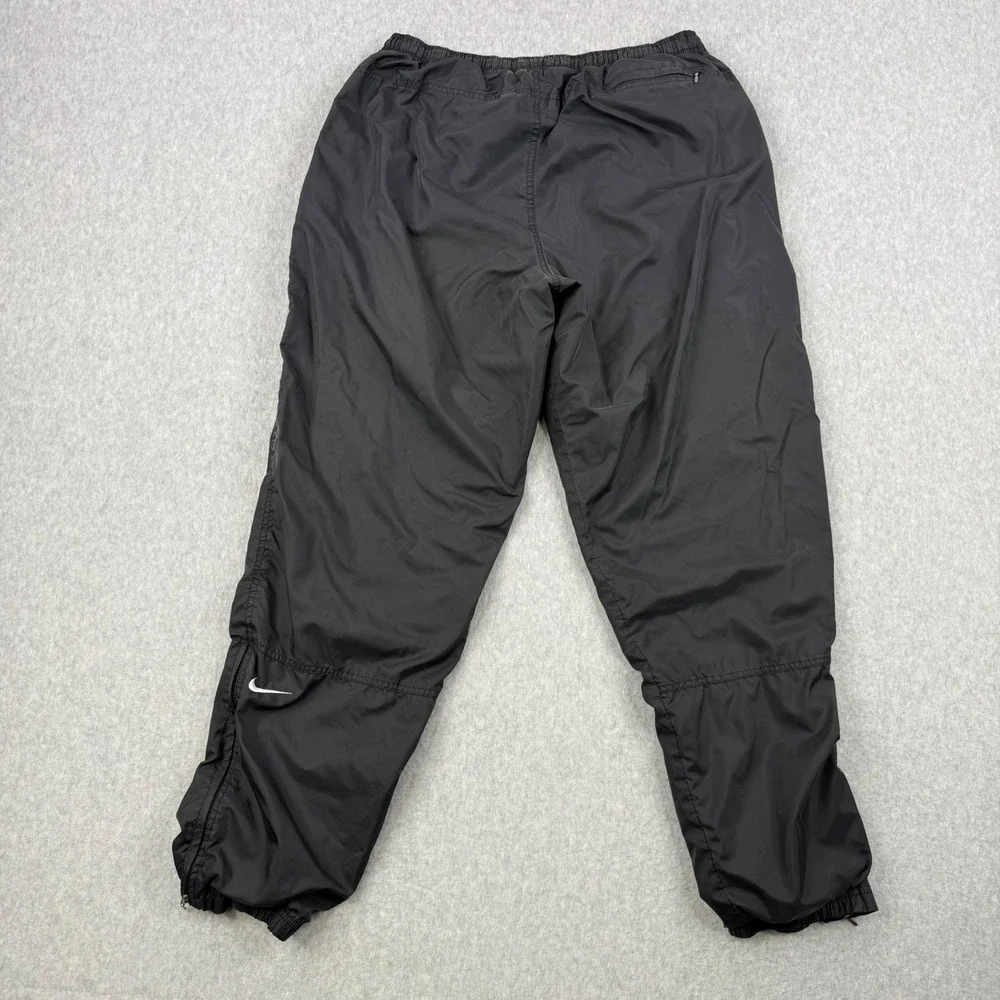 Vintage Nike Track Pants Mens Medium Black‎ Lined Windbreaker Ankle Zip Joggers